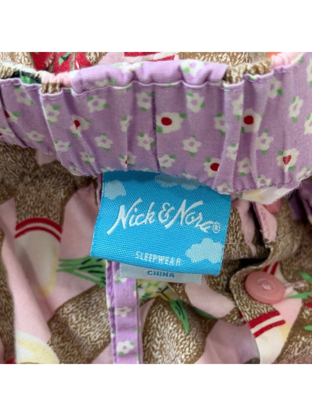 Nick & Nora Women Size S Capri Pajama Pant Sock Monkey Pink Purple Floral Cotton - Picture 3 of 7